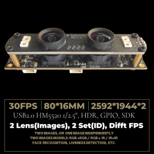 5MP + 5MP 3D 비디오 듀얼 렌즈 USB2.0 스테레오 웹캠 모듈, 2592*2*1944 센서, IR 이미지 + RGB 이미지, 2개의 ID, 30FPS UVC 쌍안 VR 카메라 모듈
