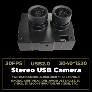 Stereo USB kamera s 1/3″ OV4689+OV4689 snímačem, 1520*2*1520 bez zkreslení, 30fps USB kamera se synchronizovanou snímkovou frekvencí a objektivem, 5MP, 1080P HD OTG UVC Plug Play 3D Stereo Face Recognition...