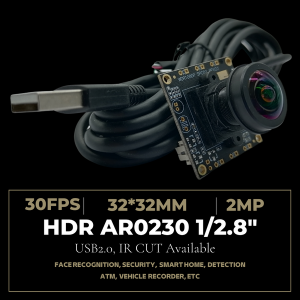 1/2.7″ AR0230 센서가 장착된 2MP 비디오 카메라 보드, 강력한 백라이트 애플리케이션을 위한 HDR 1080P 얼굴 인식 카메라 모듈 USB