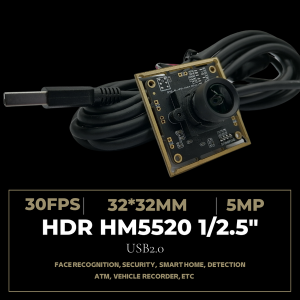 5 MP HDR-Weitwinkel-USB-Kameraplatine mit 1 / 2,5-Zoll-CMOS-Sensor, 2592 * 1944 Hohe Bildrate 30 fps UVC USB2.0-Video-Webcam-Platine für Makroanwendungen