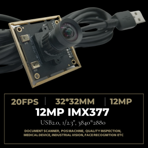 Module de caméra USB 4K 12MP avec capteur CMOS IMX377 1/2,3", 3840X2880 Fisheye UVC Sortie vidéo USB haute vitesse Carte webcam pour diffusion, conférence, églises, événements